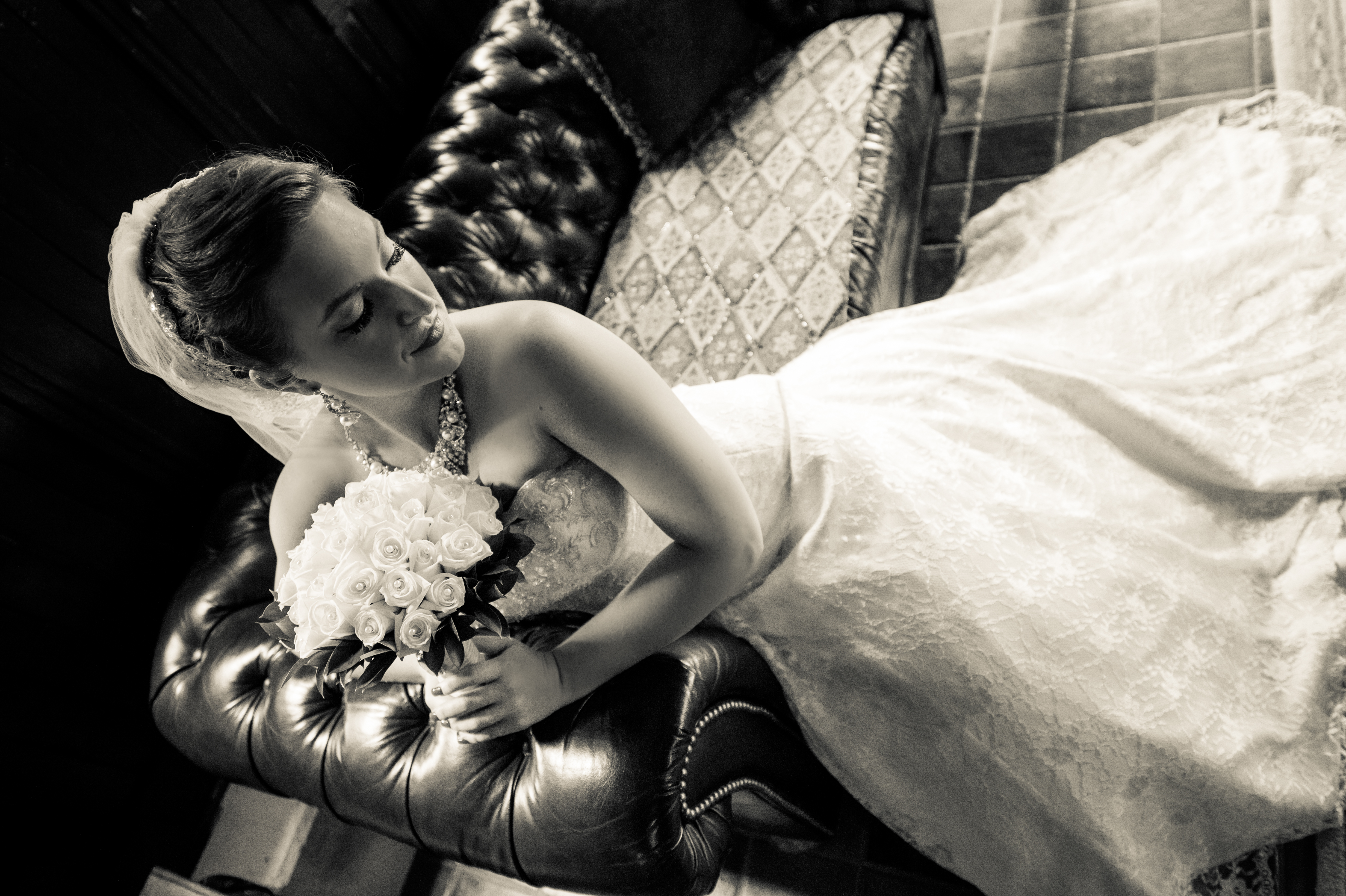 wedding dress and flowers