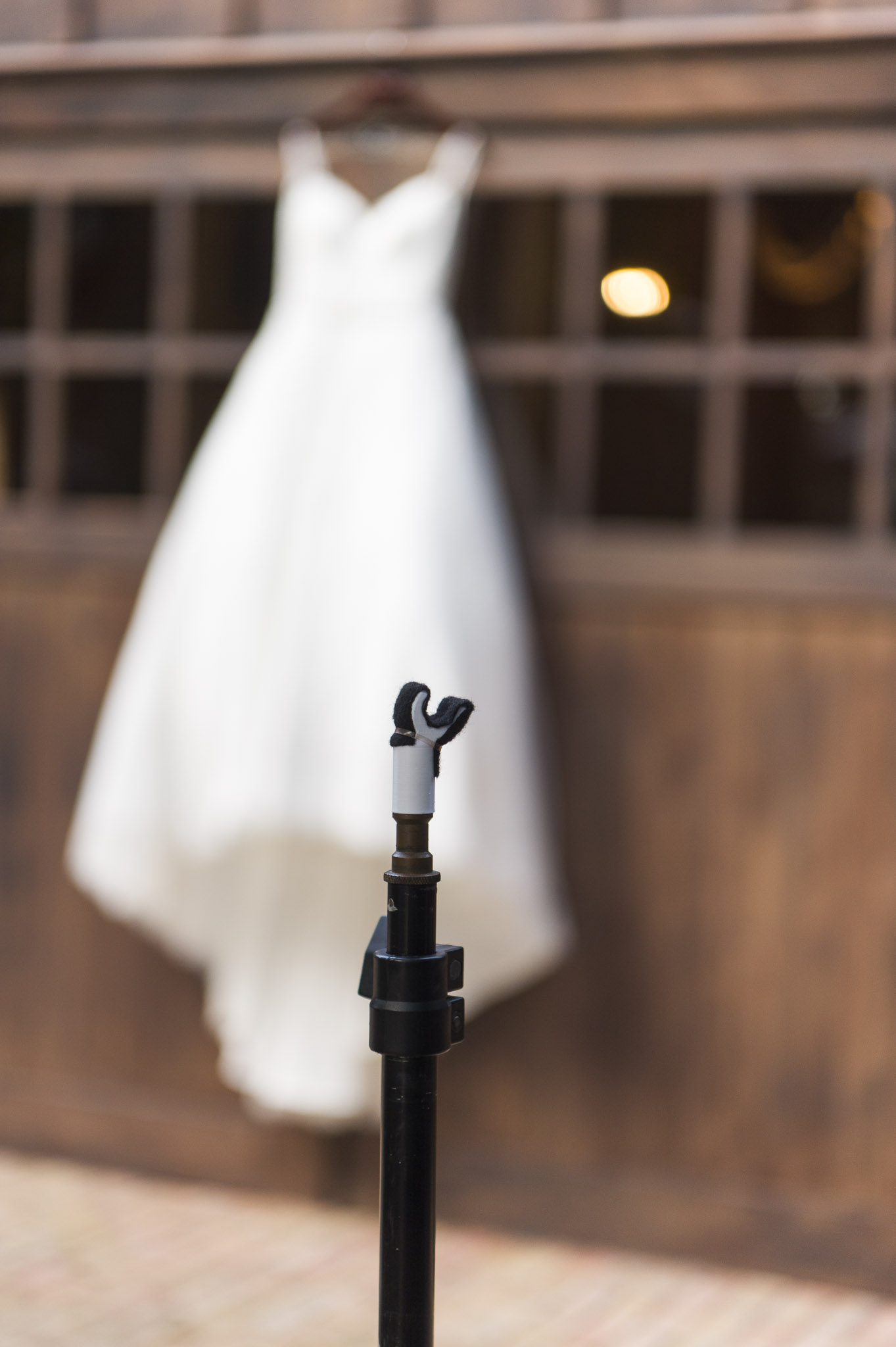 Wedding dress on outlet hanger photo